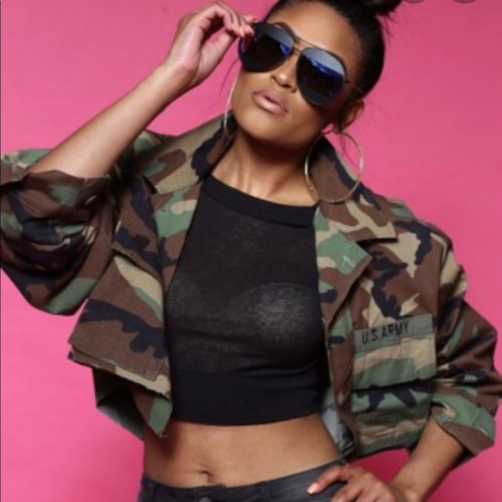 Crop camouflage jacket